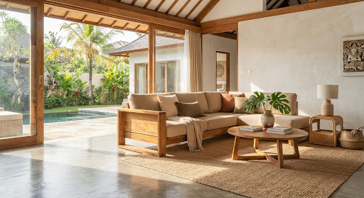 Sofa Milano 3-Seater Jati & Linen Belgia